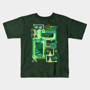 Abstract Digital Green Kids T-Shirt